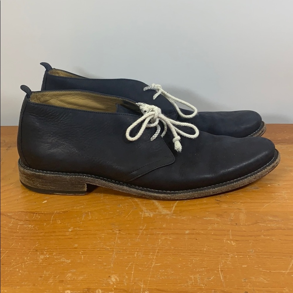 Billy Reid Leather Dark Blue Chukka Low Top Shoes